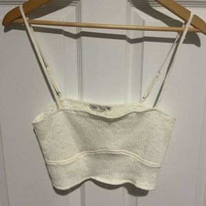 Cream Zara crop top tank soft adjustable straps new size small ladies cami